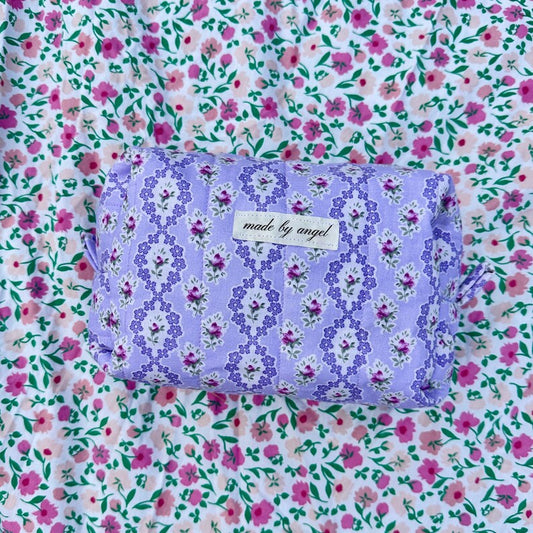 Boxy Carry All Zipper Pouch - elegant floral purple - large
