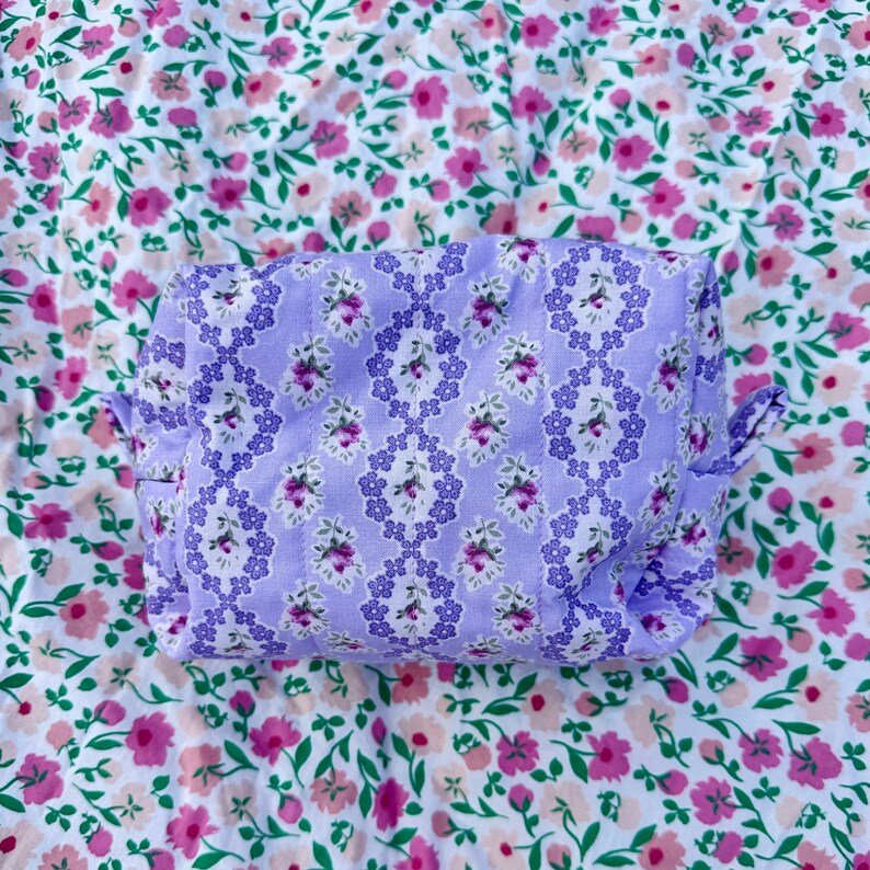 Boxy Carry All Zipper Pouch - elegant floral purple - medium
