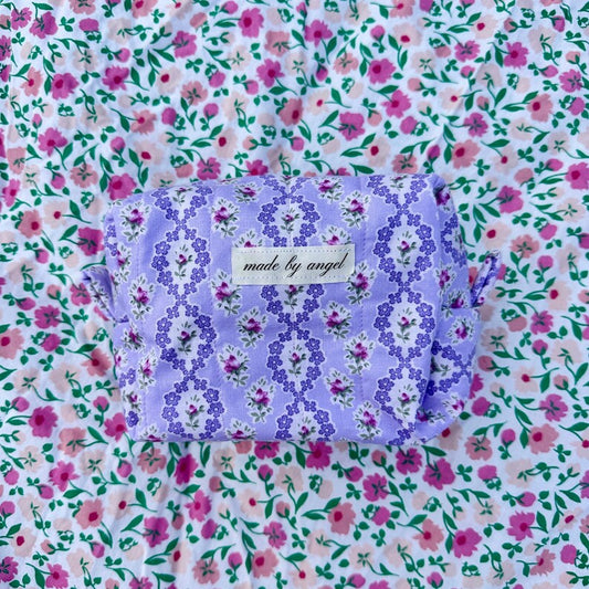 Boxy Carry All Zipper Pouch - elegant floral purple - medium
