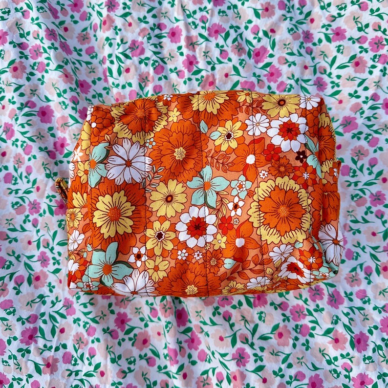 Boxy Carry All Zipper Pouch - sunshine floral - large