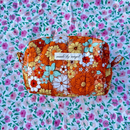 Boxy Carry All Zipper Pouch - sunshine floral - medium