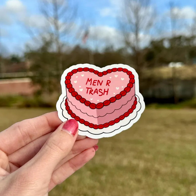 Men R Trash Heart Cake | water resistant sticker