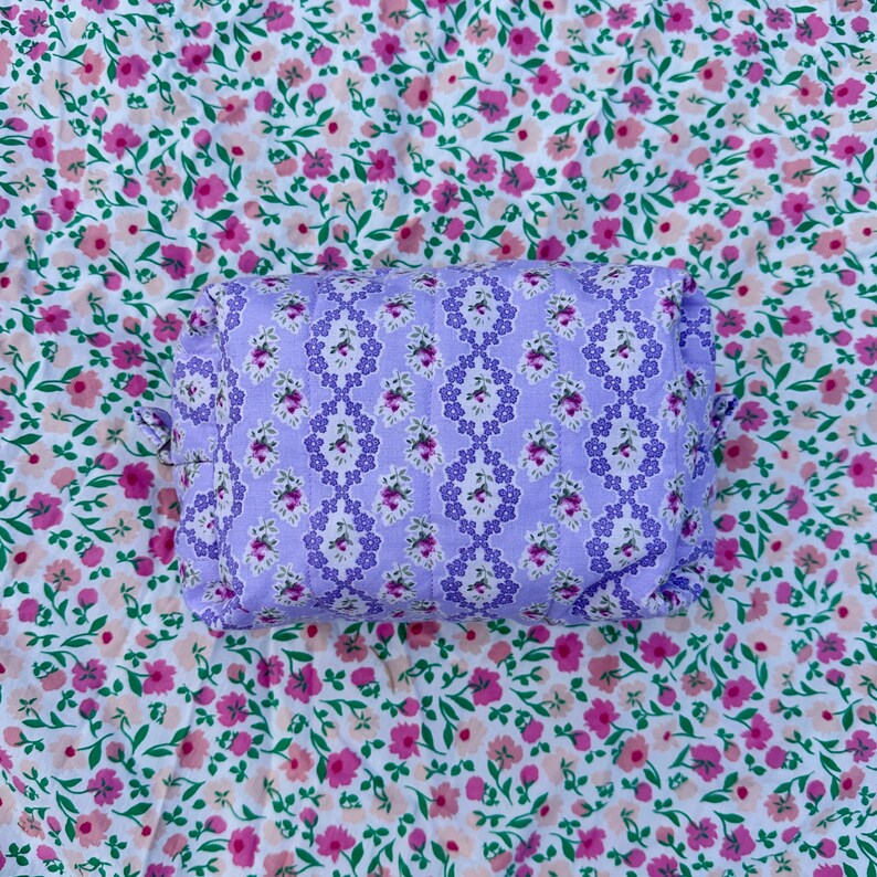 Boxy Carry All Zipper Pouch - elegant floral purple - large