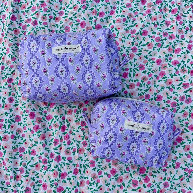 Boxy Carry All Zipper Pouch - elegant floral purple - medium